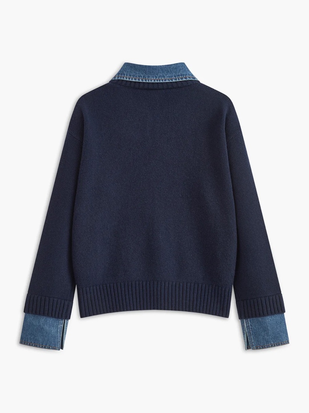 COMMENSE 2 in 1 Panel Lapel Sweater - Picture 2 of 6